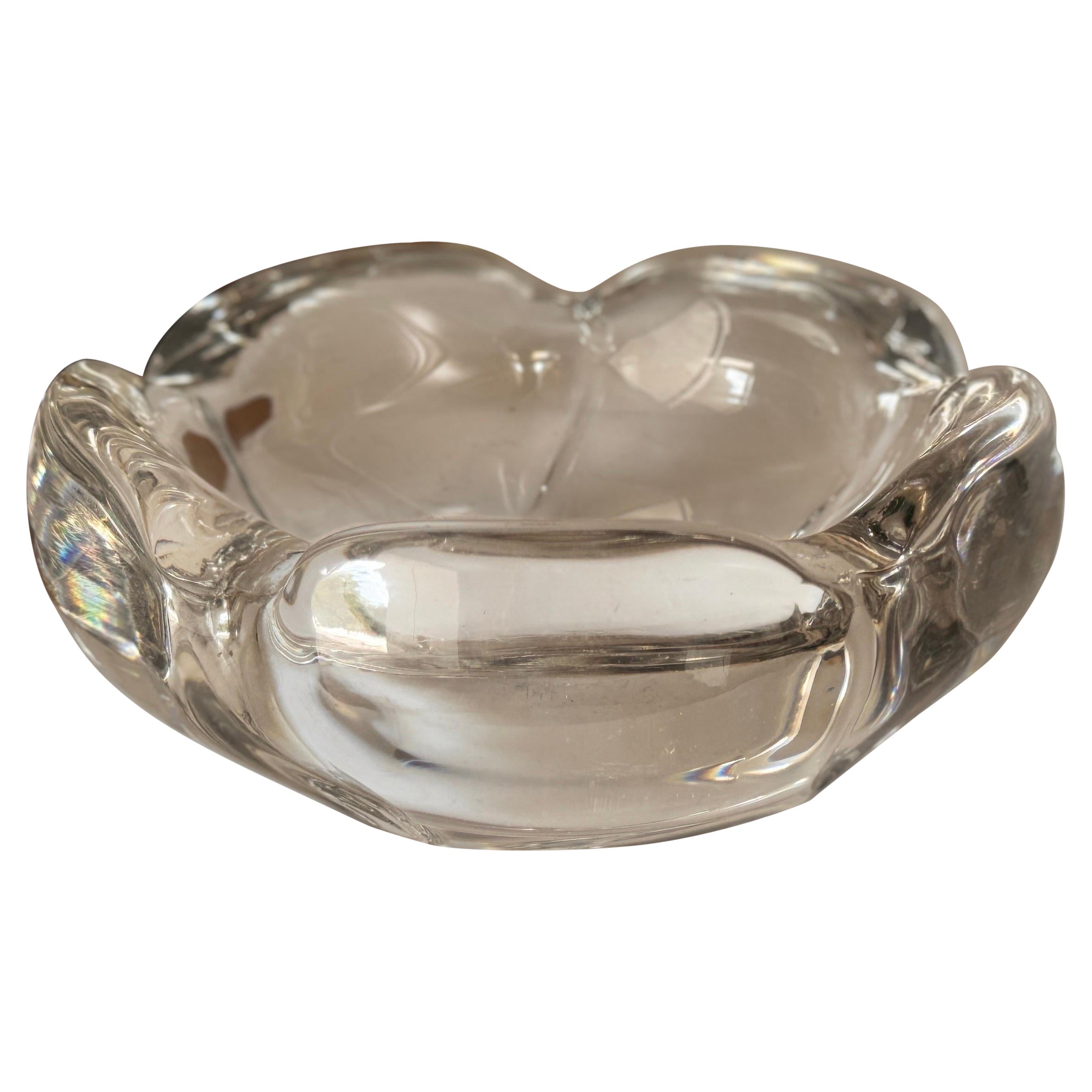 Daum Art Deco Molded Glass Ashtray or Vide Poche France 1940 transparent Color