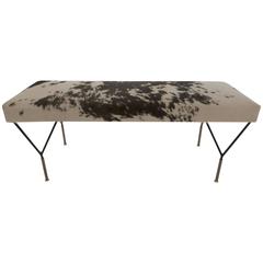 Italian Mid-Century Bench in Cowhide
