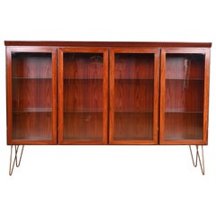 Skovby Danish Modern Rosewood Lighted Bookcase Cabinet, Circa 1970s