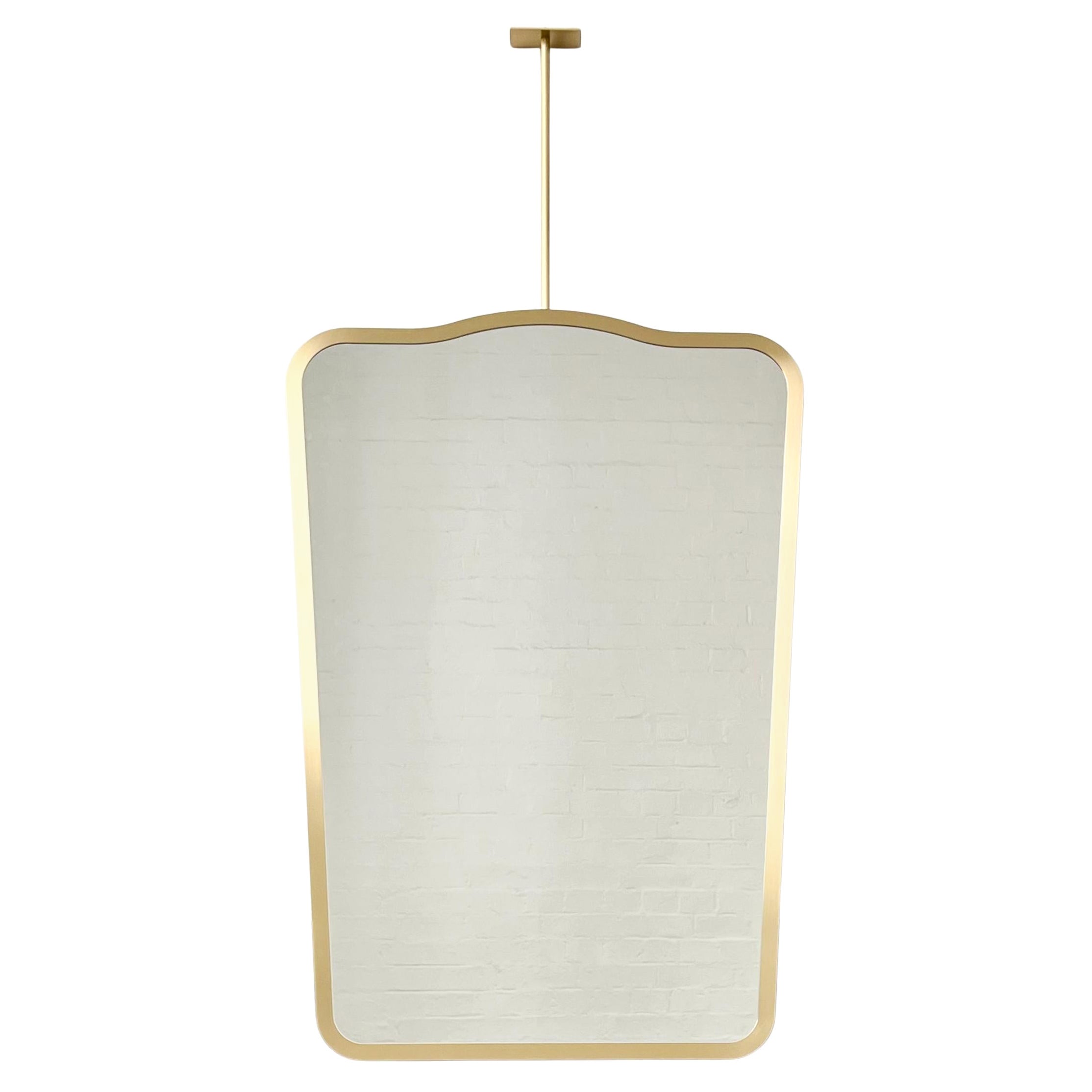 Gio Ponti inspirierter Deckenspiegel, Hängespiegel, Messingrahmen, Vintage-Vintage, vier