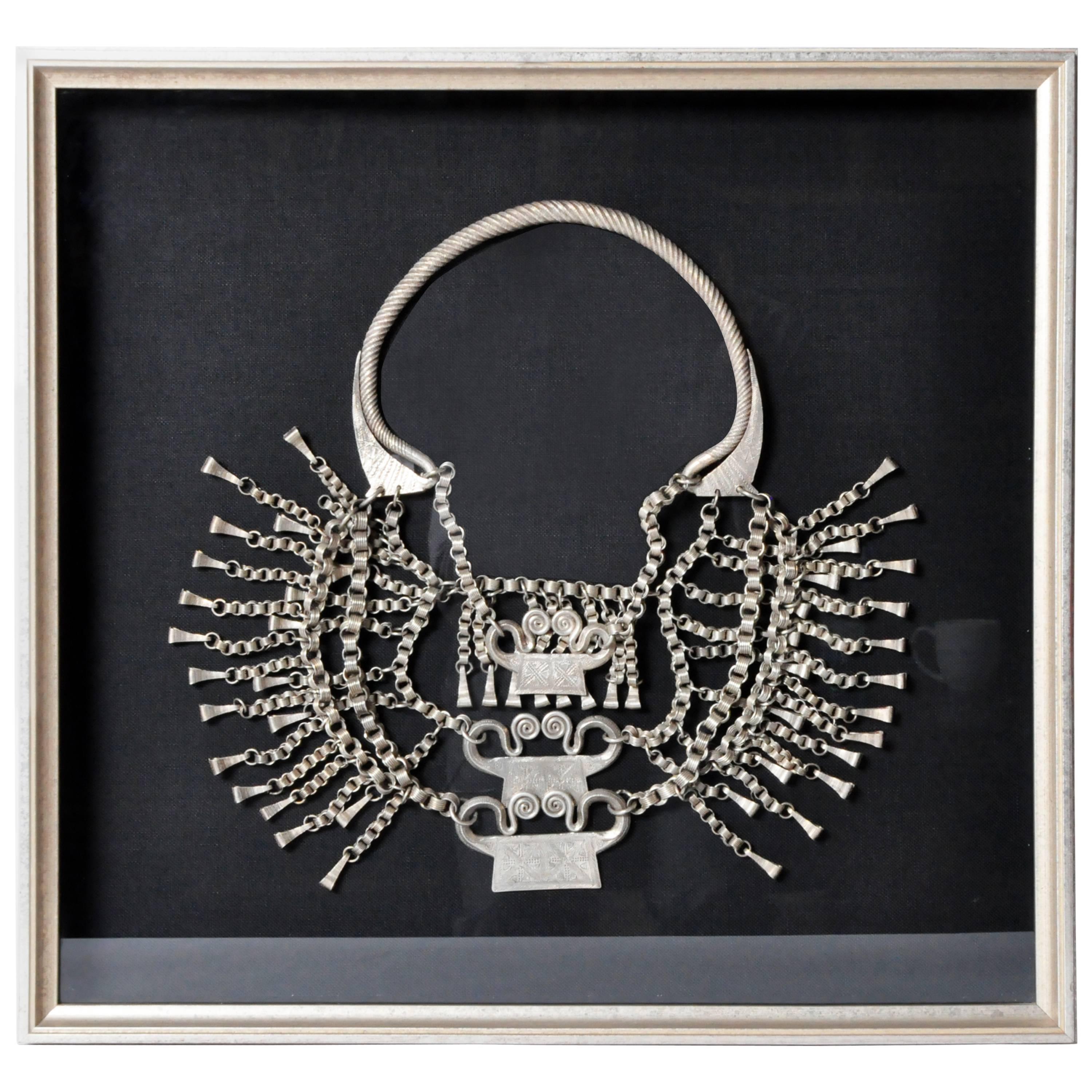 H’mong Tribe Silver Spirit Lock Necklace For Sale