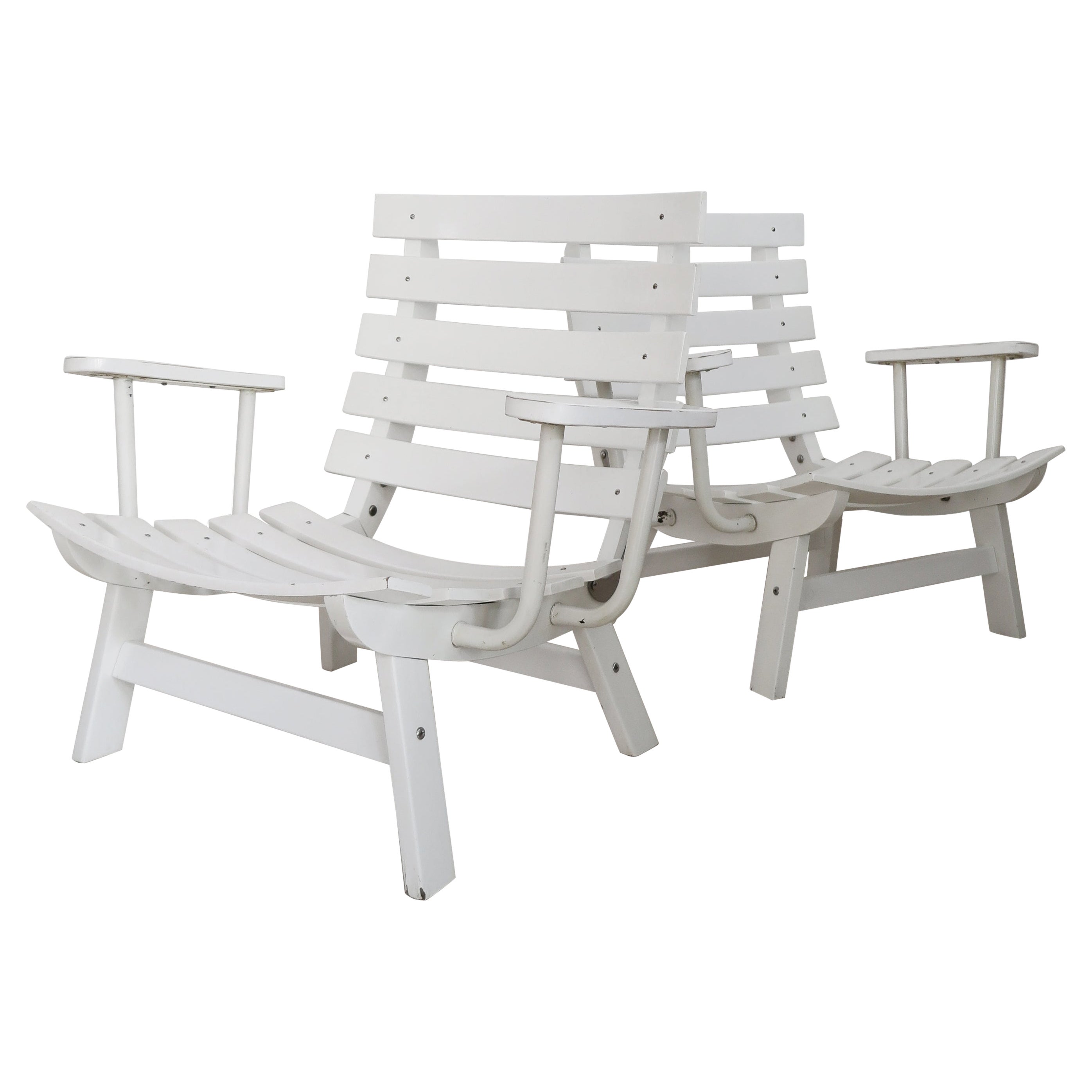 Carlo Hauner pour BFC fauteuils de jardin pliants italiens laqués blancs des années 1960 en vente