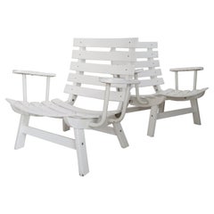Carlo Hauner for BFC Italian White Lacquered Folding Garden Armchairs 1960s