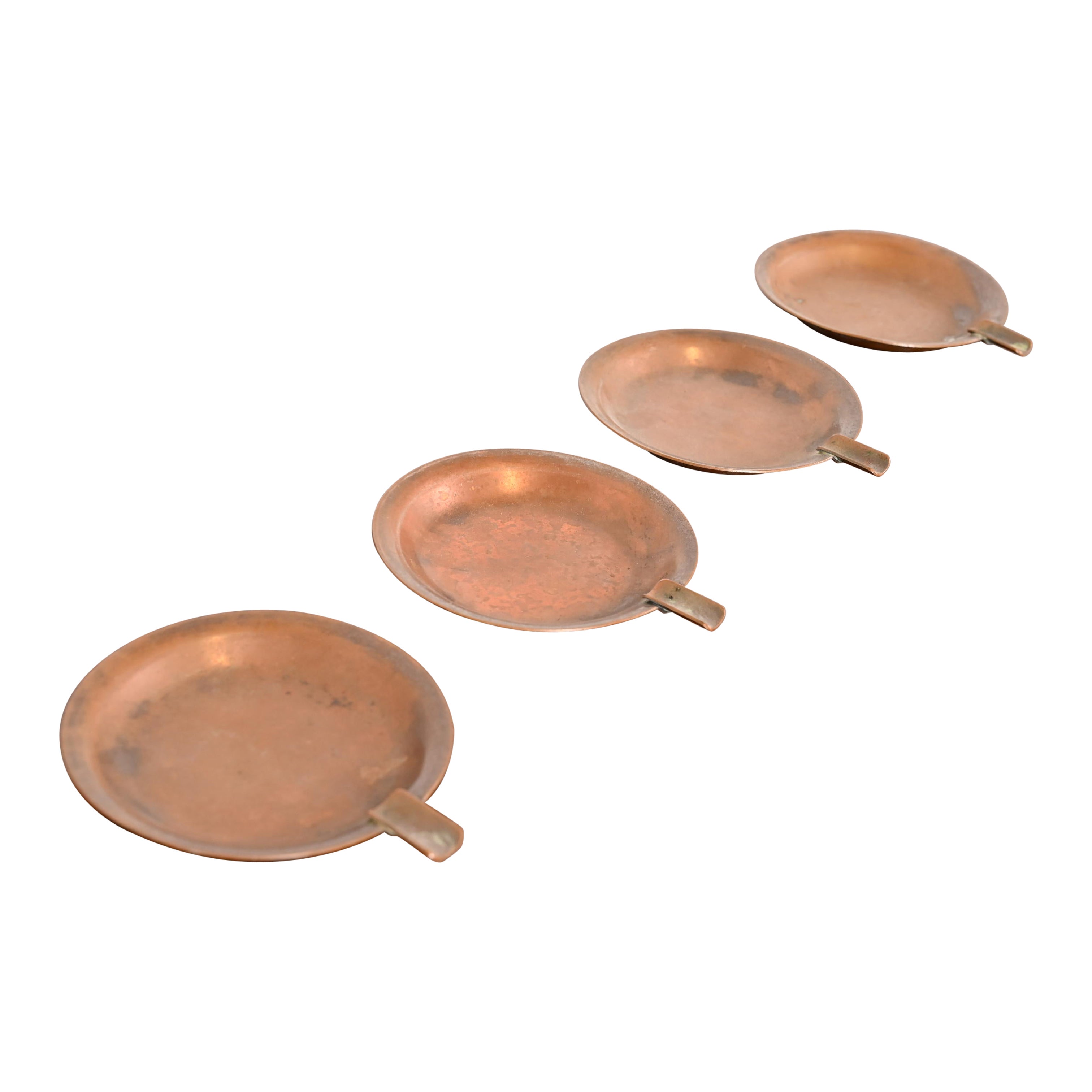 Posacenere o portacenere in rame di Roycroft Arts & Crafts, set di quattro pezzi
