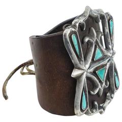 Used Navajo Silver and Turquoise Ketoh, circa 1940