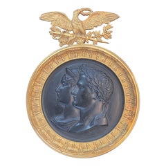 Wonderful Andrieu Jean-Bertrand Bronze Plaque 19C Napoleon Josephine Eagle Frame