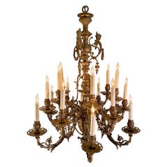Lustre néo-gothique à 18 bras en laiton, France, vers 1880