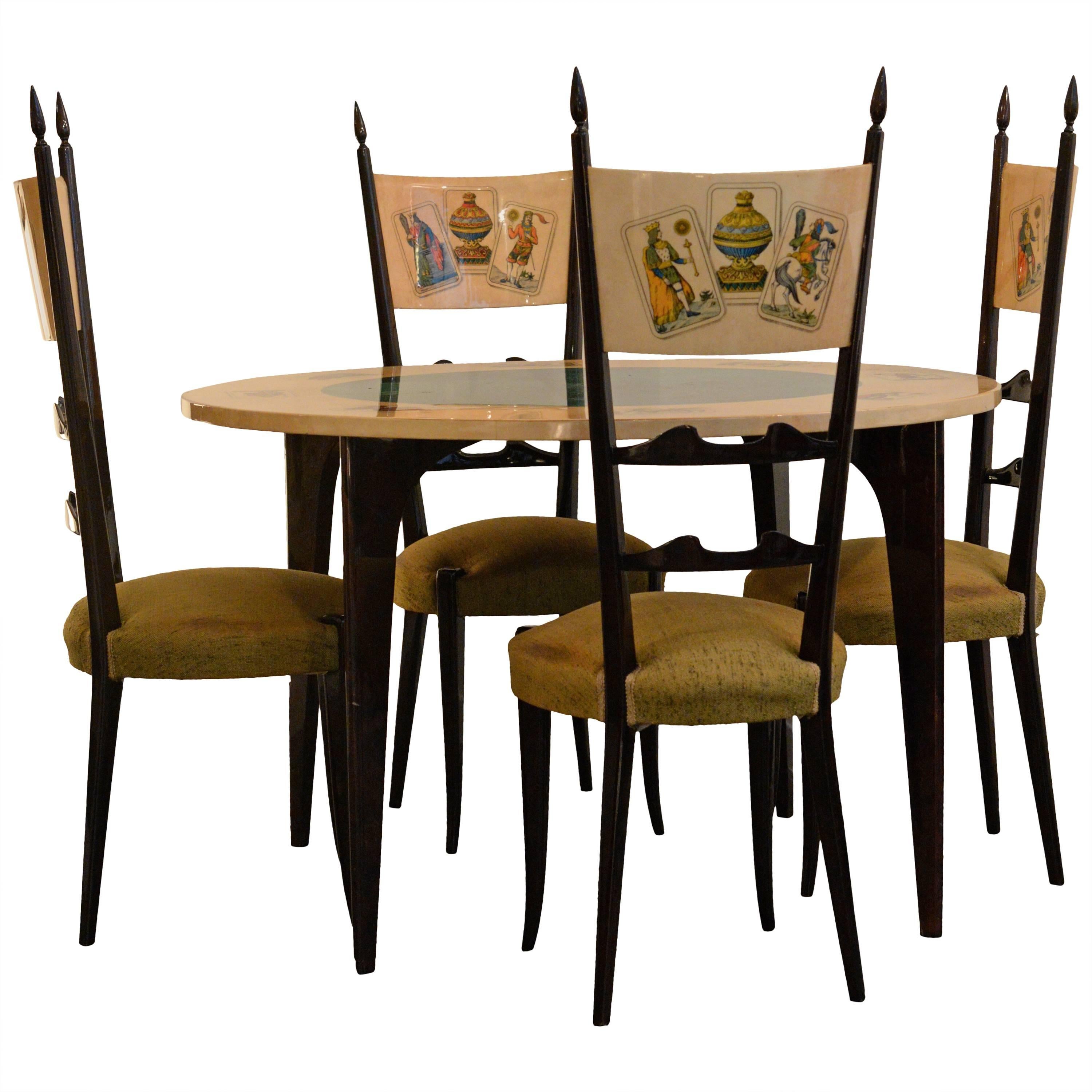 ALDO TURA Set of Four Chairs and Dining Table