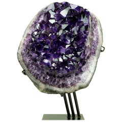 AAA-Grade Amethyst Geode Cluster with Siberian Amethyst Color Druzy, Statement