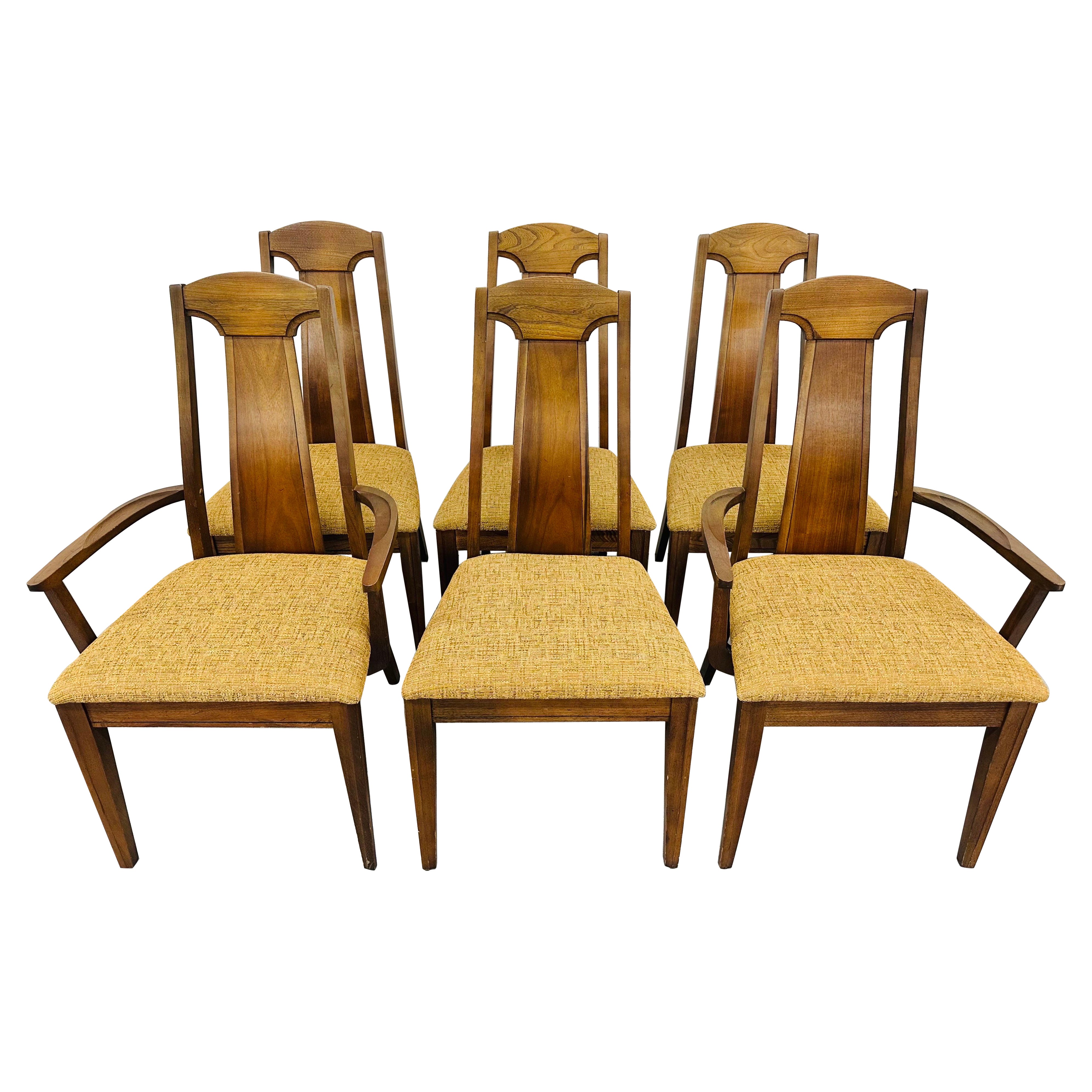Mid-Century Modern Walnut Dining Chairs - Set of 6