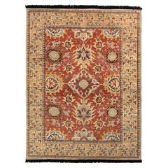 Alfombra estilo Kuba de Rug & Kilim con estampado floral rojo y marrón beige