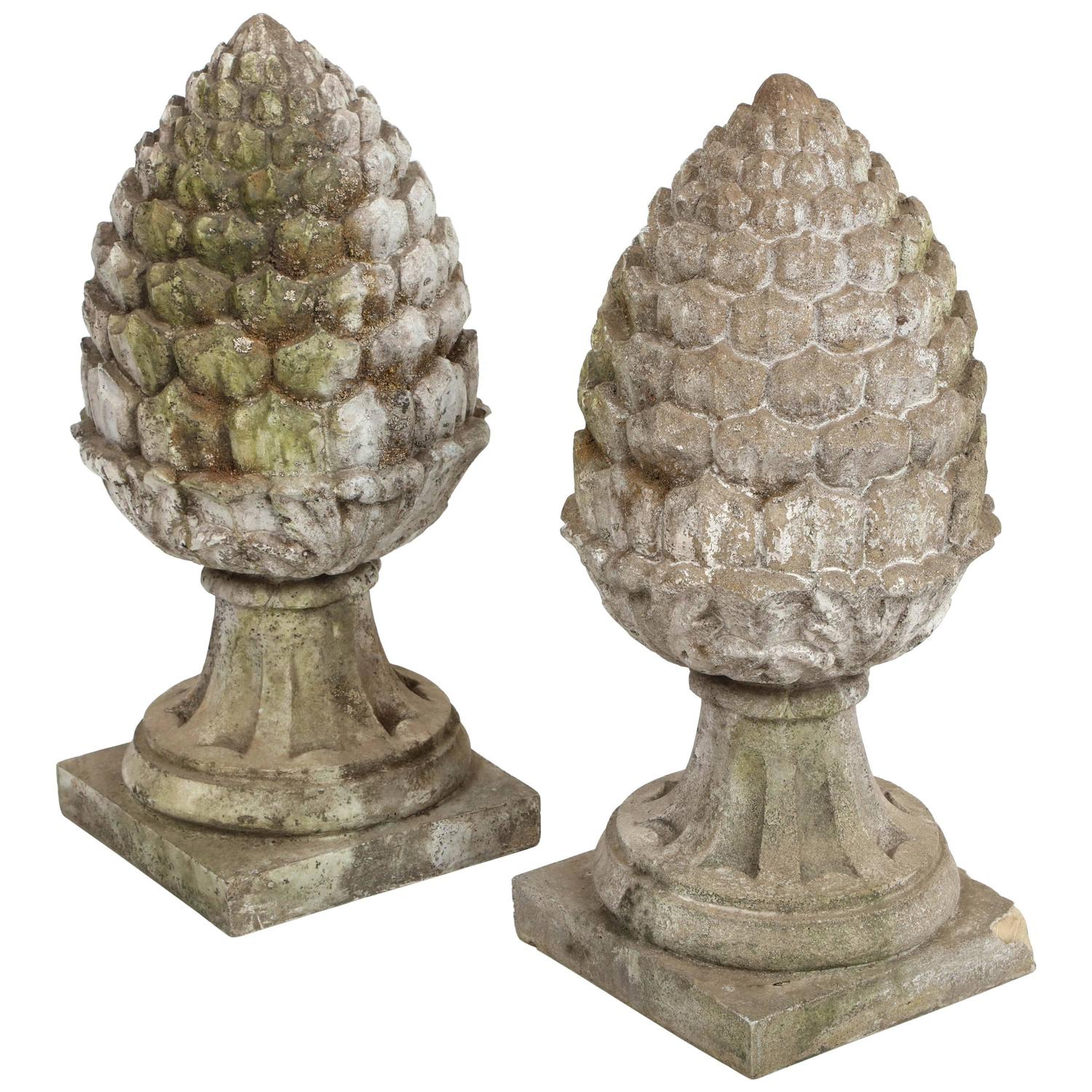 Pair of Fiberglass Pine Cone Finials For Sale at 1stdibs