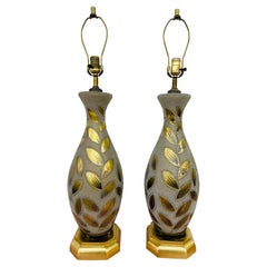 Vintage Hollywood Regency Style Glass Table Lamps - Set of 2