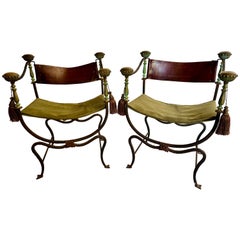 Pair of Italian Savonarola Dante Curule Chairs