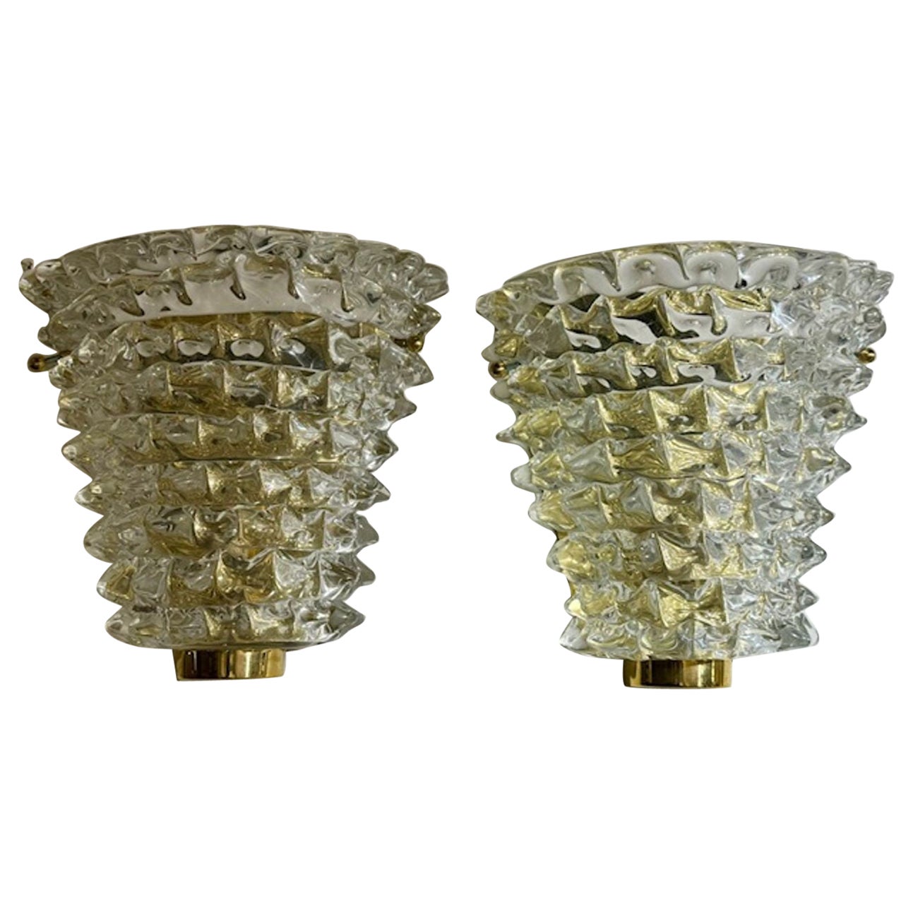 Coppia di lampade moderne Rostrada in vetro di Murano e ottone