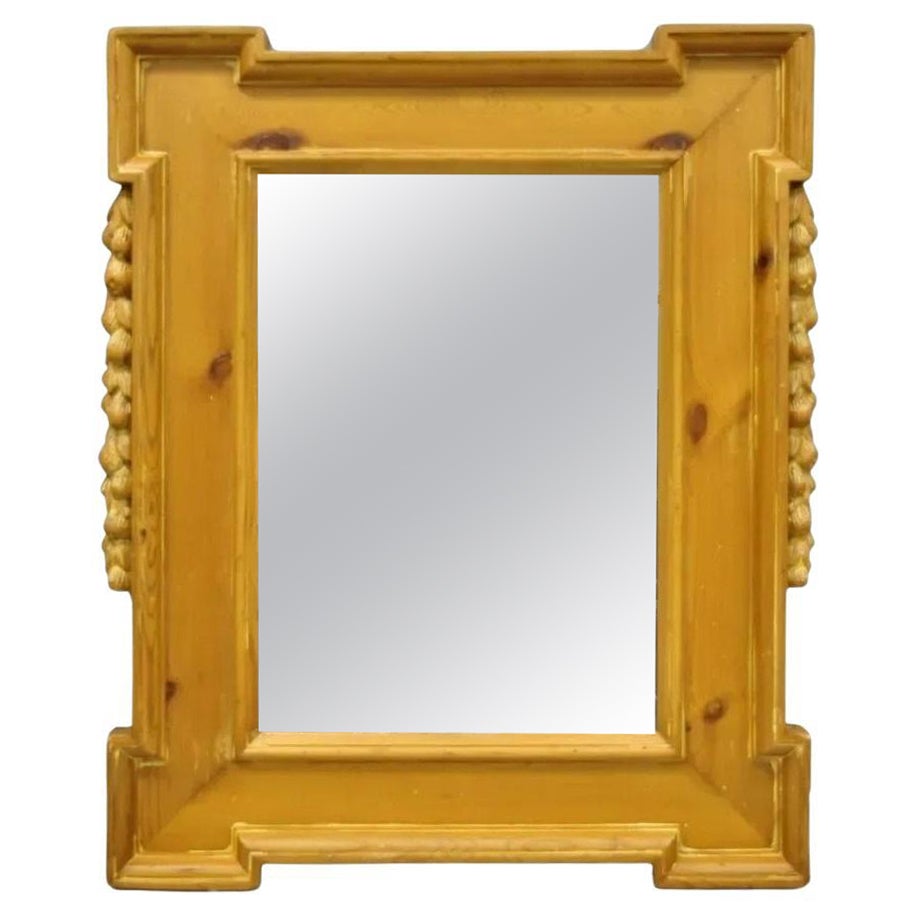Espejo de pared francés de estilo barroco italiano vintage tallado en madera de pino nudoso