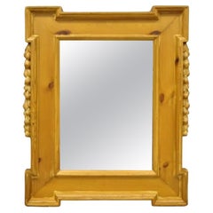 Espejo de pared francés de estilo barroco italiano vintage tallado en madera de pino nudoso
