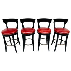 Vintage Vanguard Modern Ebonized Bar Stools - Set of 4
