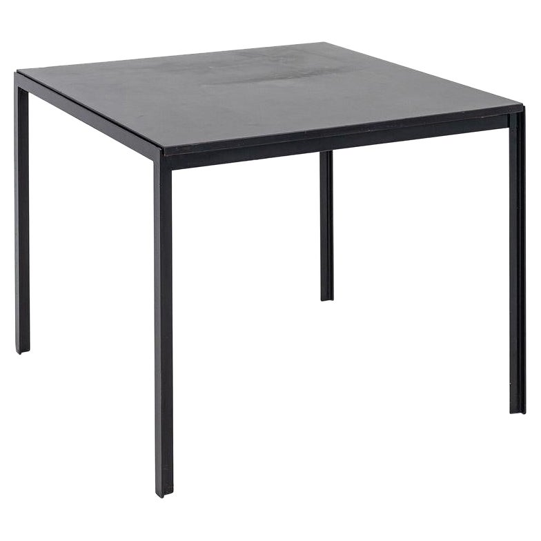 Quadratischer Esstisch „T Angle“, Florence Knoll T, 1950er Jahre, mit schwarzer Laminat-/Formica-Platte