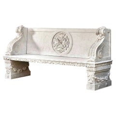 Solid Marble Carved Garden Bench