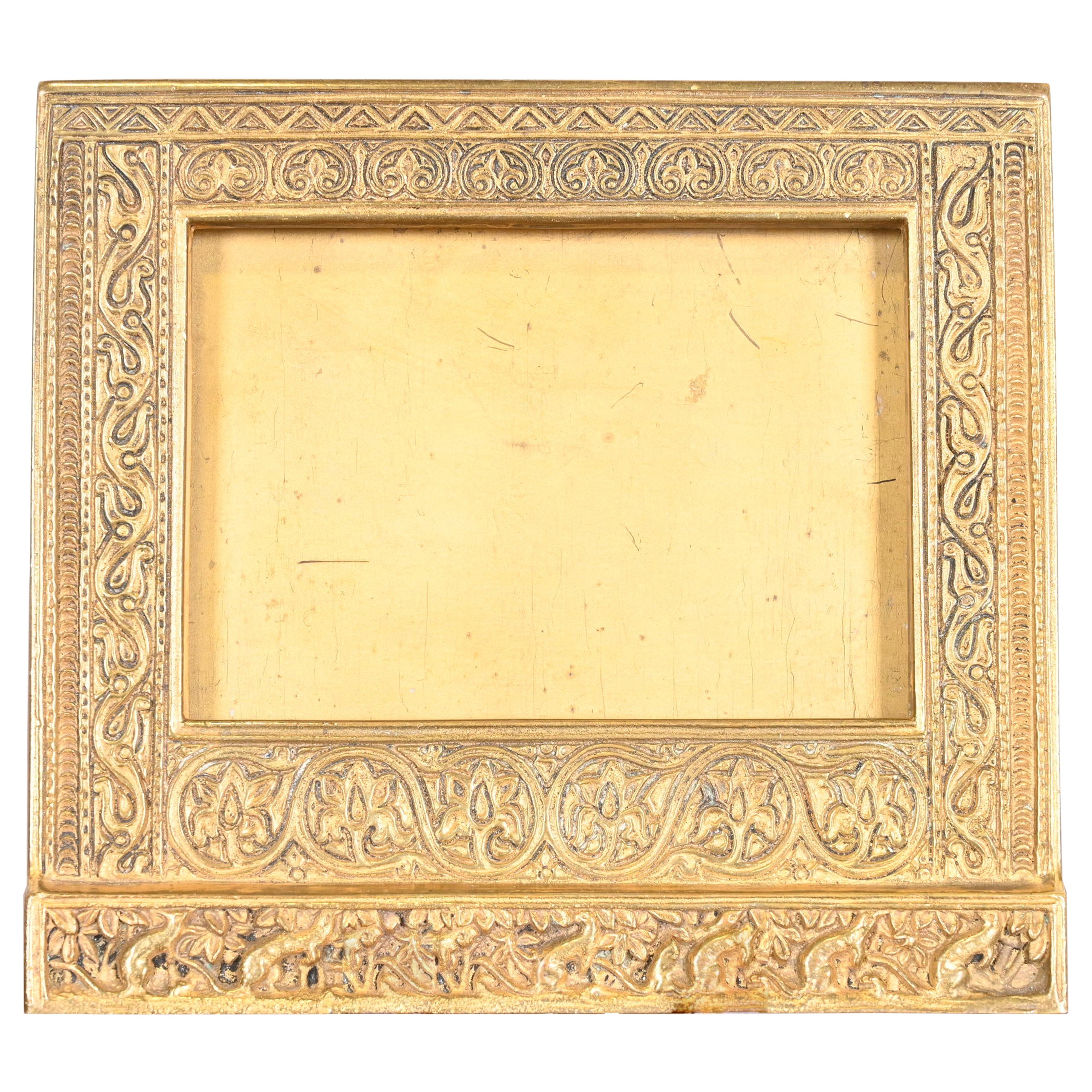 Tiffany Studios Nueva York Bronce veneciano Doré Calendario de escritorio o marco de fotos
