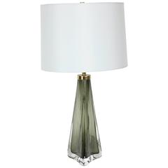 Olive Green Crystal Lamp by Carl Fagerlund for Orrefors