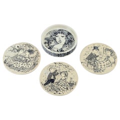Bjørn Wiinblad for Nymølle. Three month wall plates and a small low bowl.