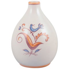 Gertrud Kudielka for Hjort. Unique ceramic vase. Motif of bird on branch
