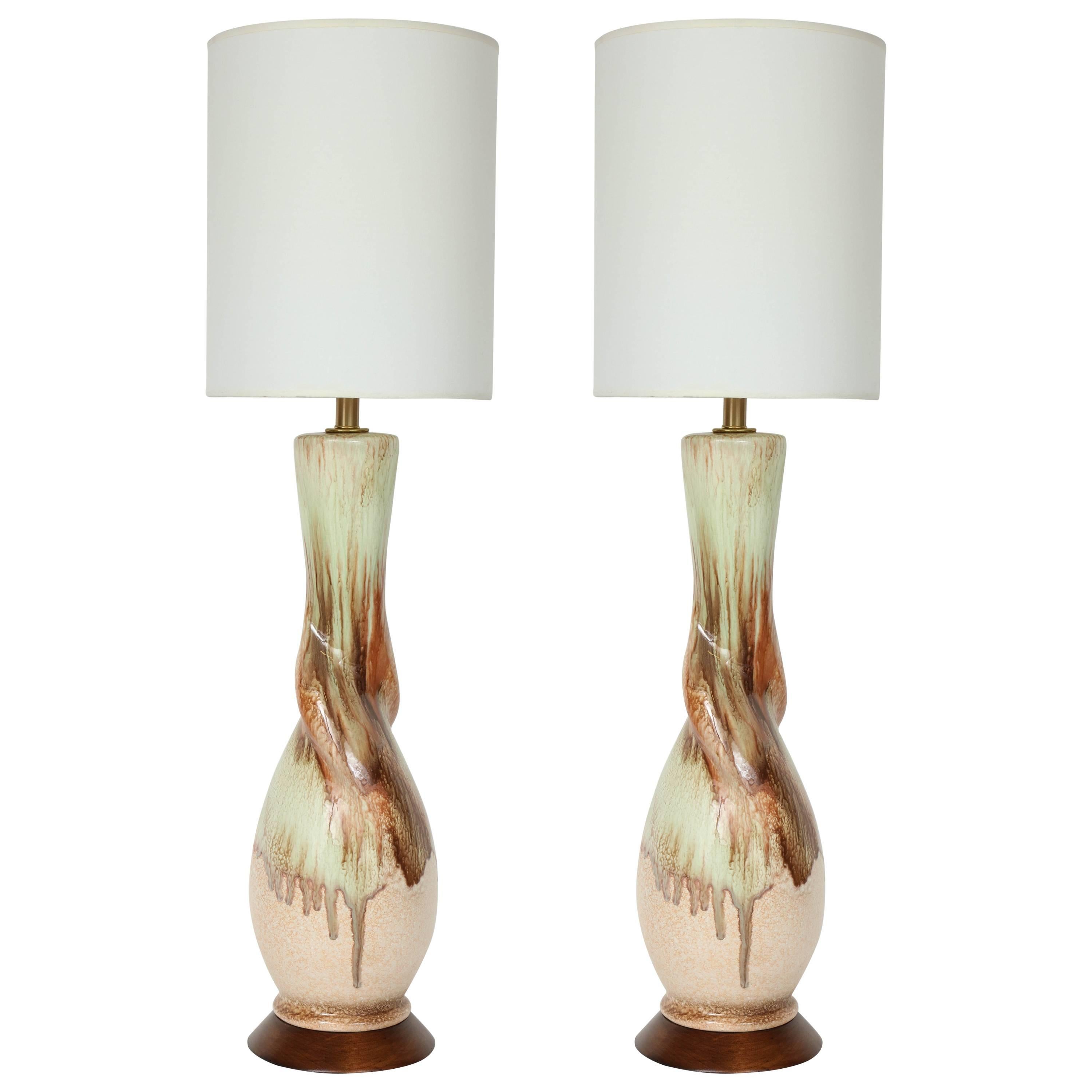Italian Drip Glaze Twist Ceramic Lamps