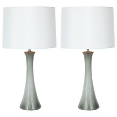 Pair of Grey Cased Glass Lamps by Holmegaard