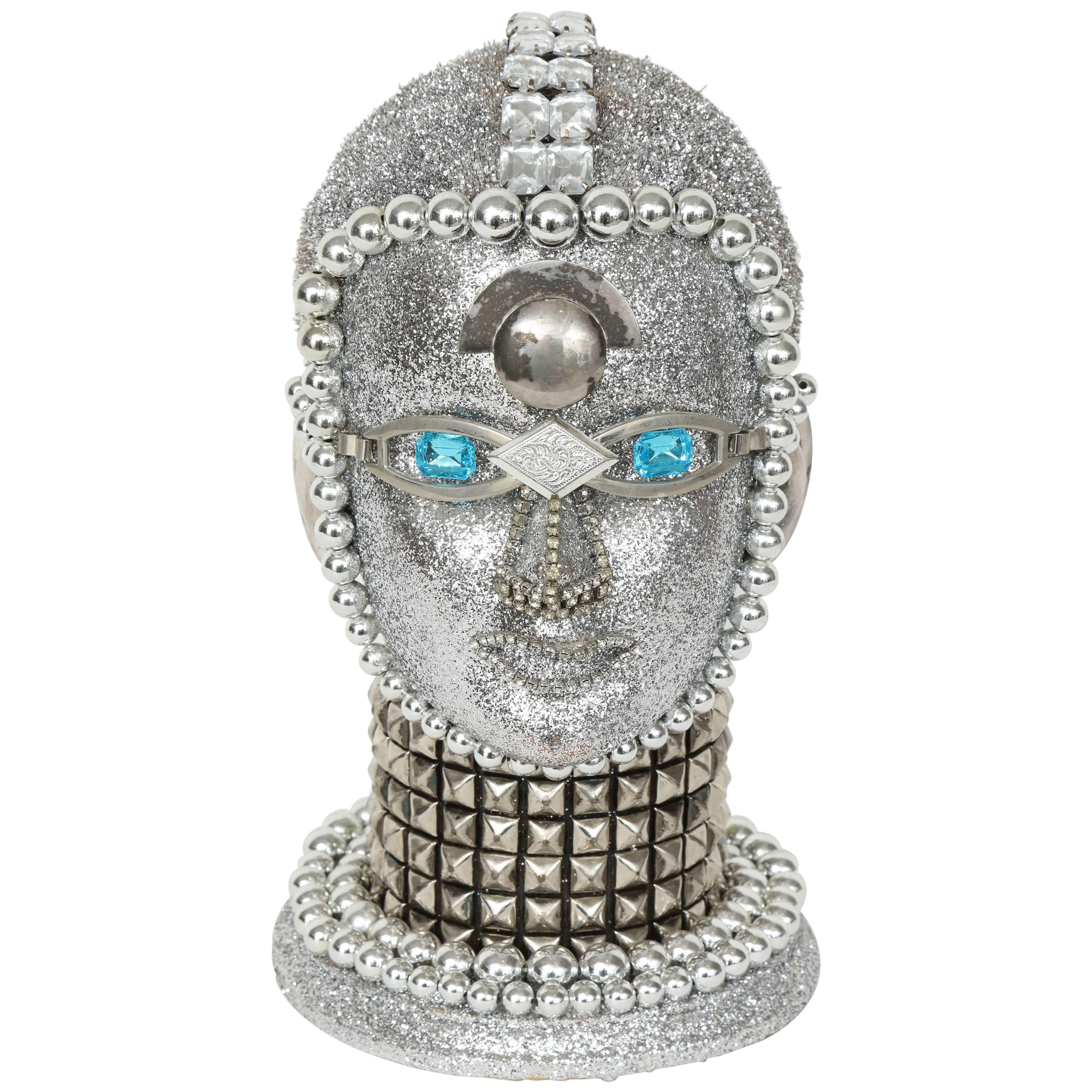 Silver Metallic Android Bust by W. Beaupre