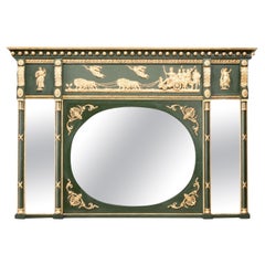 19th Century Regency Giltwood and Verdigris Triple Plate Mirror