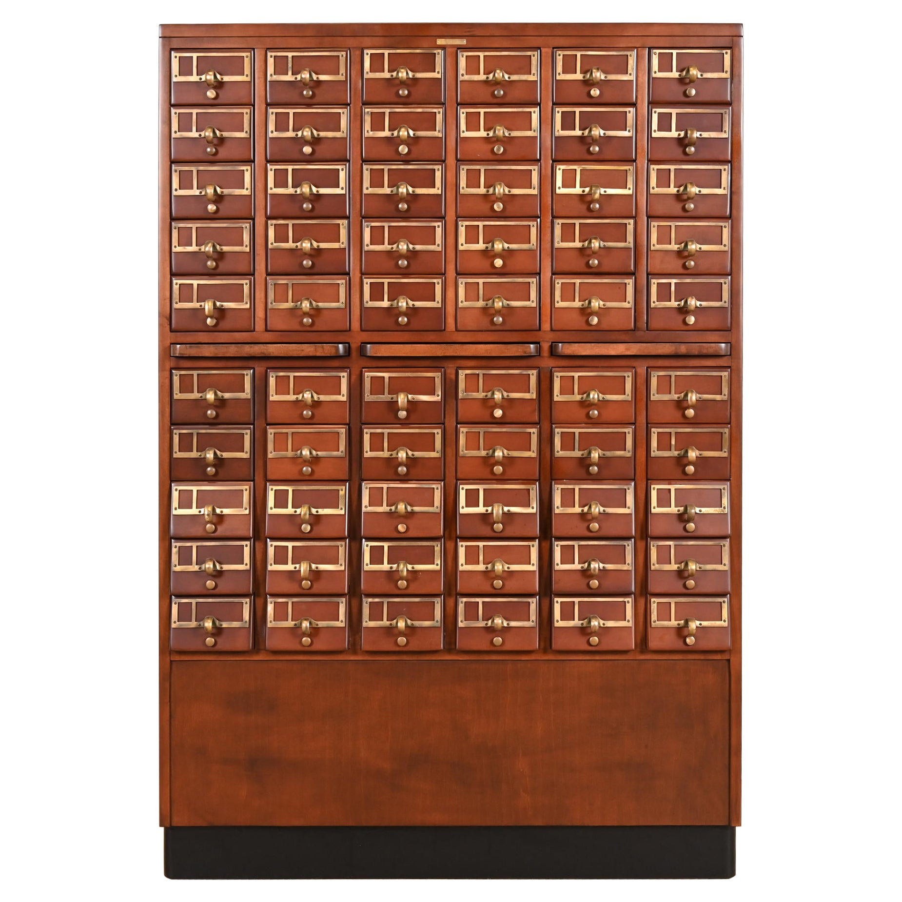 Mid-Century Modern Maple 60-Drawer Library Card Catalog Filing Cabinet