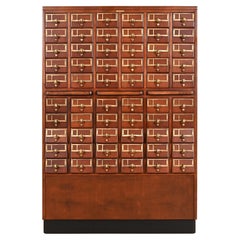 Vintage Mid-Century Modern Maple 60-Drawer Library Card Catalog Filing Cabinet