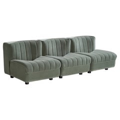 Tito Agnoli, Sectional Sofa, Fabric, Wood, Italy, 1970s