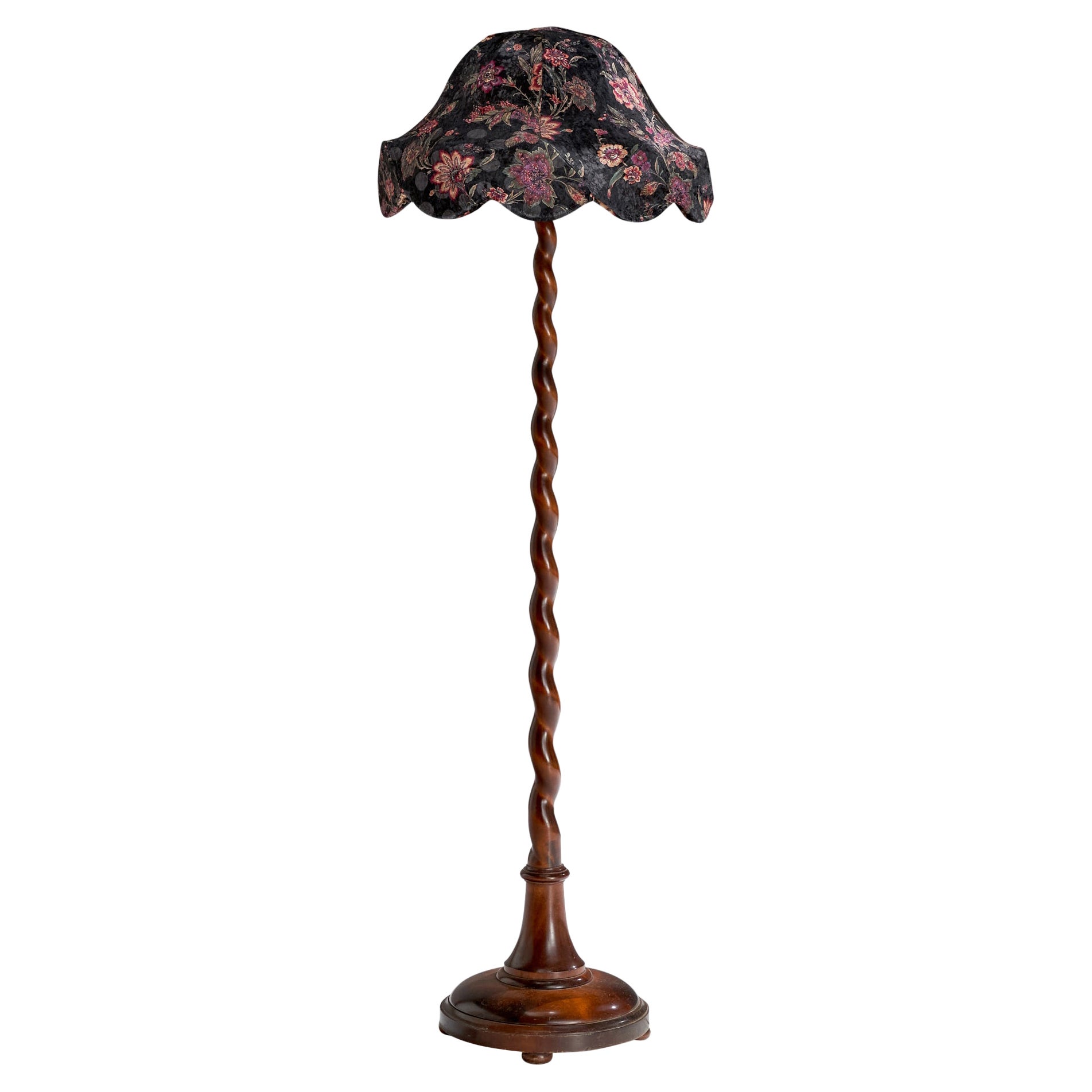 Swedish Designer, Floor Lamp, Birch, Fabric, Sweden, 1920s