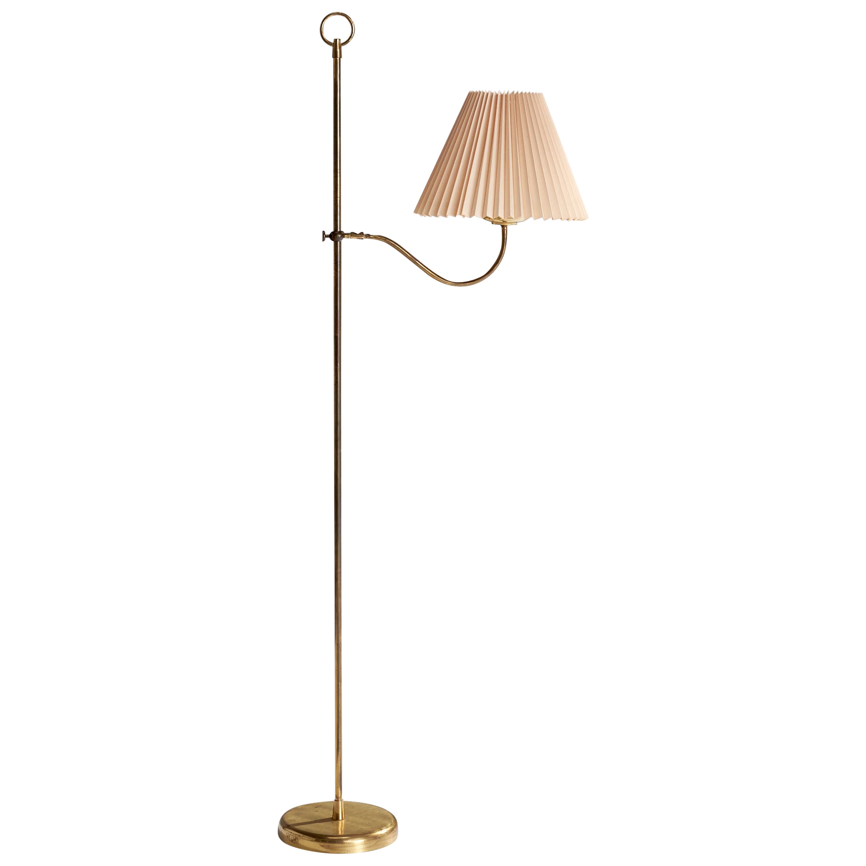 Designer autrichien, lampadaire, laiton, papier, Autriche, années 1940