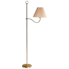 Designer autrichien, lampadaire, laiton, papier, Autriche, années 1940