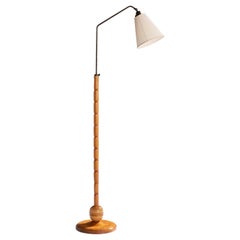 Schwedische Designerin, Stehlampe, Birke, Metall, Stoff, Schweden, 1930er Jahre