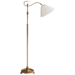 Vintage Swedish Designer, Floor Lamp, Brass, Paper, Sweden, 1930s