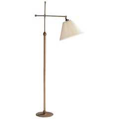 Vintage Danish Designer, Floor Lamp, Bronze, Paper, Denmark, 1930s