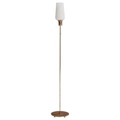 Swedish Designer, Floor Lamp, Brass, Glass, Sweden, 1950s