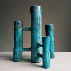 Communicating Vases 4 elements TURQUOISE  in ceramic XXI Century by Chiara Berta