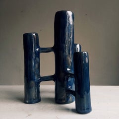 Vasi Comunicanti 4 elements BLUE DEEP  in ceramic XXI Century by Chiara Berta