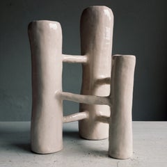 Vasi Comunicanti 3 elements WHITE in ceramic XXI Century by Chiara Berta Artist