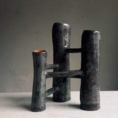 Vasi Comunicanti 3 elements GREY in ceramic XXI Century by Chiara Berta Artist