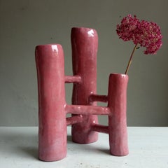 Vasi Comunicanti 3 elements PINK in ceramic XXI Century by Chiara Berta Artist