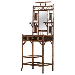 19thC English Bamboo Mirrored Hall Stand