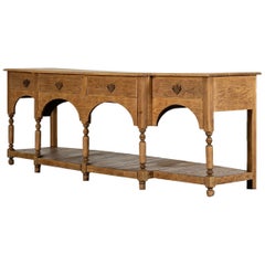 Monumental 19thC English Oak Breakfront Dresser Base