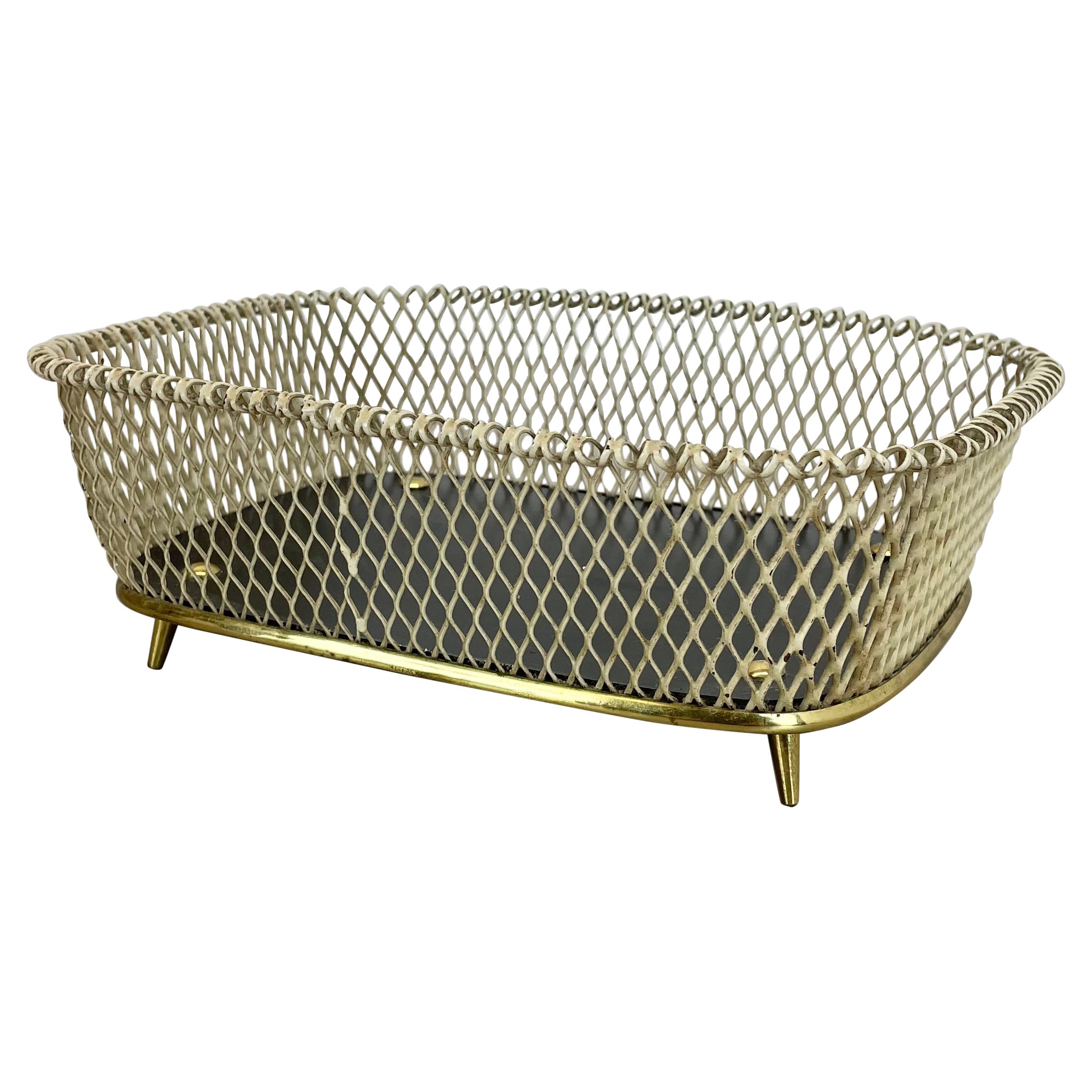 Modernist metal and Brass bowl element in Mathieu Matégot Style, France 1950s